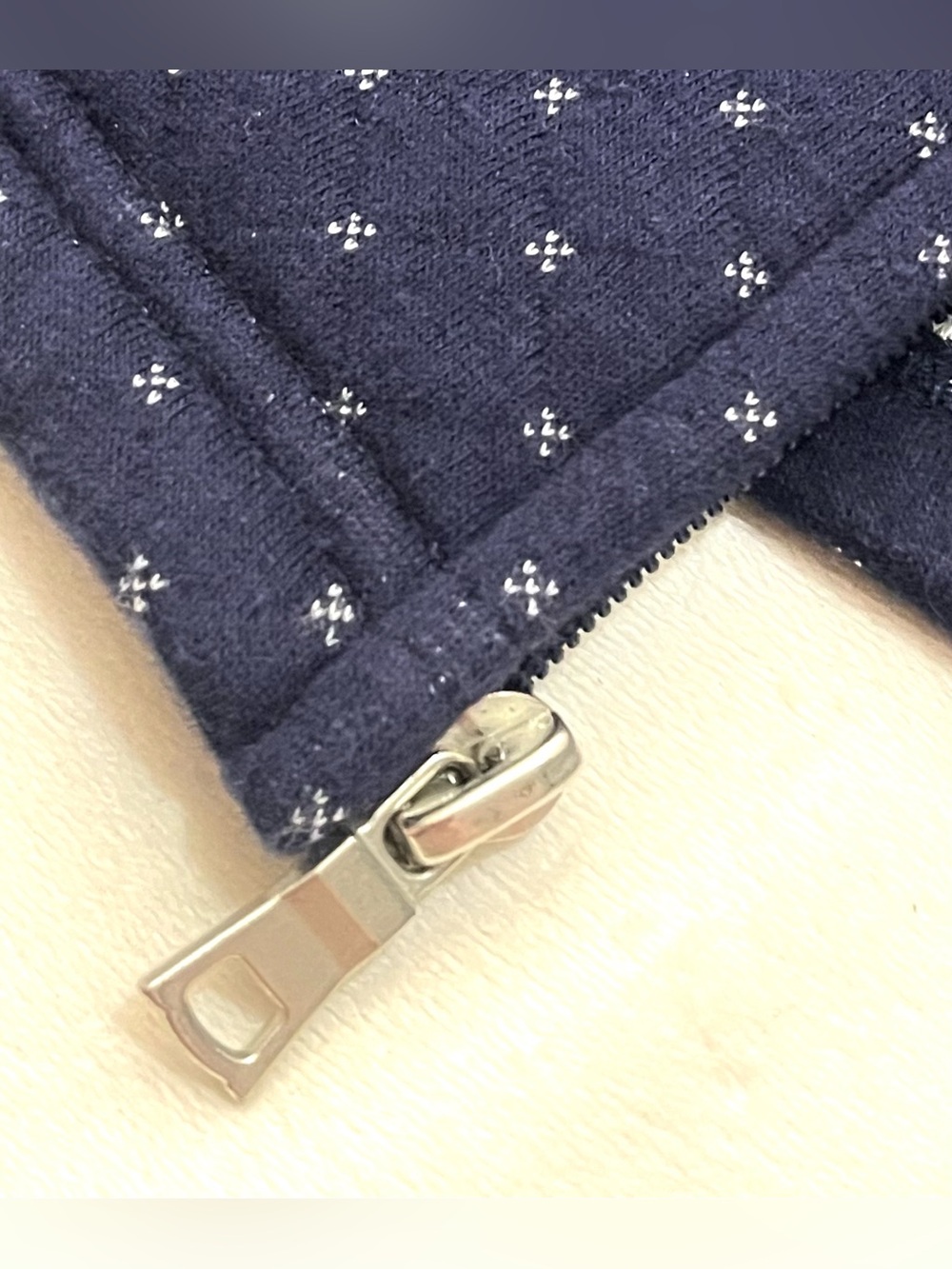 Croft & Barrow Navy Blue Quilted Dot Pattern Zip-Up Adjustable Sleeve Jacket - Picture 13 of 16